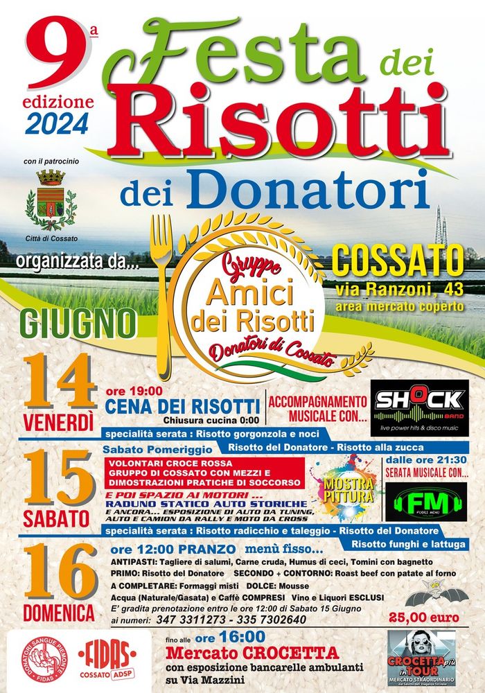 A Cossato torna la "Festa dei risotti dei Donatori"