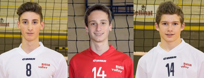 Luca Guala, Alessandro Solivo e Luca Sartini del Biella Volley