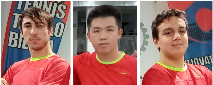 T.T. Biella D3: da sinistra Gabriele Carisio, Wu Jin Hao e Luca Rizzo - Foto TT Biella