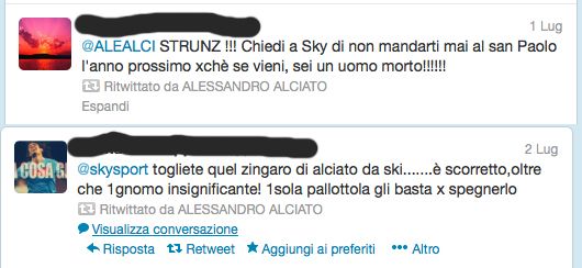 Minacce ad Alciato per le domande a Cavani