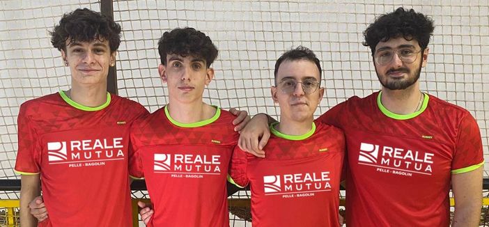 Formazione del T.T. Biella Reale Mutua - Pelle e Bagolin (C1 - da sinistra: Matteo Passaro, Tommaso Sorrentino, David Dabbicco e Fabio Cosseddu) vittoriosa in trasferta.