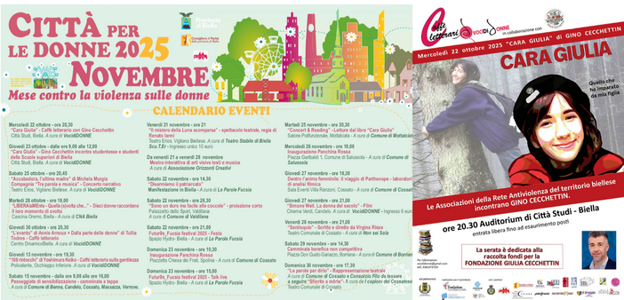 Biella Città per le Donne 2025 tra inaugurazioni di panchine, incontri a tema e spettacoli. Domani il primo evento