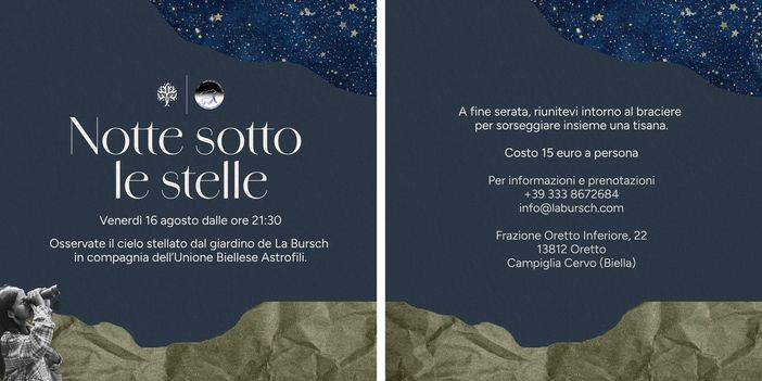 Campiglia cervo, Notte sotto le stelle a La Bursch.