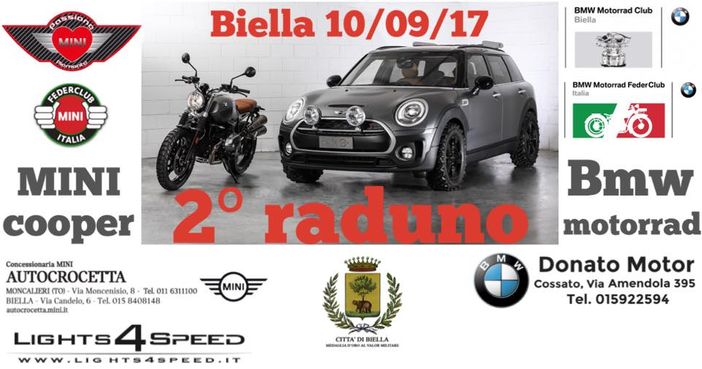 Motori: A Biella il 2º raduno Mini e Bmw Motorrad