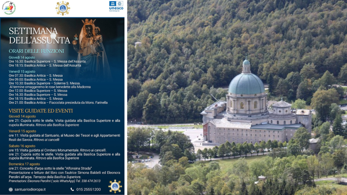 Settimana dell’Assunta: celebrazioni, visite guidate ed eventi al Santuario di Oropa