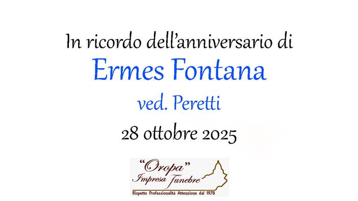 Ermes Fontana, ved. Peretti - Anniversario