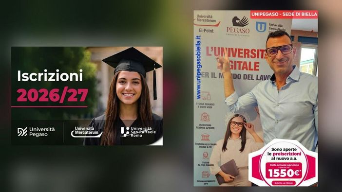 Università Telematica Pegaso Biella: aperte le iscrizioni 2026/2027 con sconto fino a 300 euro