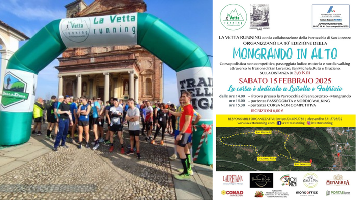 Running, Mongrando in Alto 2025: a febbraio la decima edizione. Running, Mongrando in Alto 2025: a febbraio la decima edizione.