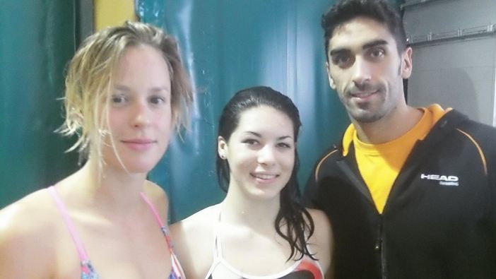 Veronica Sportillo con Federica Pellegrini e Filippo Magnini.