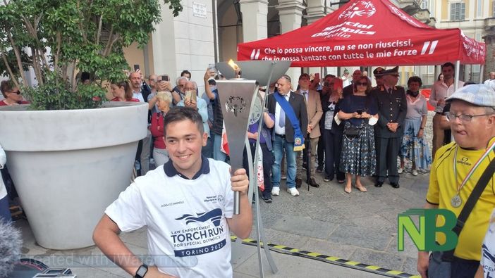 Andrea aveva acceso al suo arrivo a Biella a maggio la fiaccola di Special Olympics