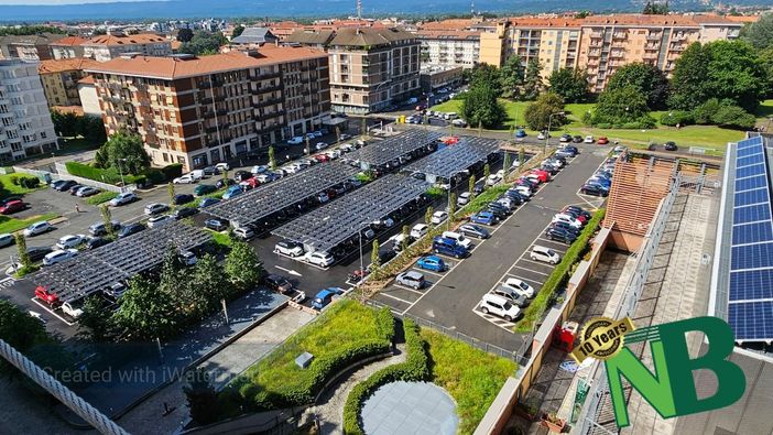 Il parcheggio fotovoltaico di Piazza Gaudenzio Sella - Foto e Video di Benedetti per newsbiella.it