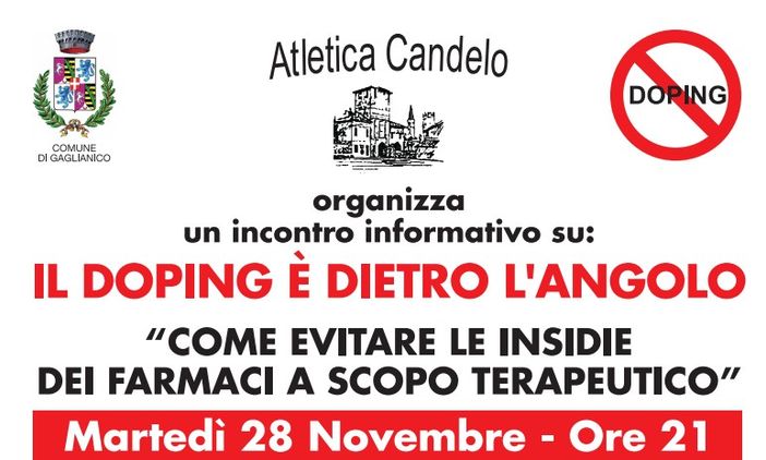"Il doping è dietro l'angolo", a Gaglianico convegno organizzato dall'Atletica Candelo
