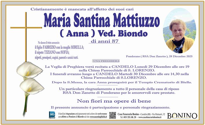 Maria Santina Mattiuzzo (Anna), ved. Biondo