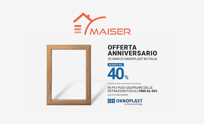 Oknoplast: sconto 40% sulle finestre in PVC. A Biella l’offerta firmata Maiser