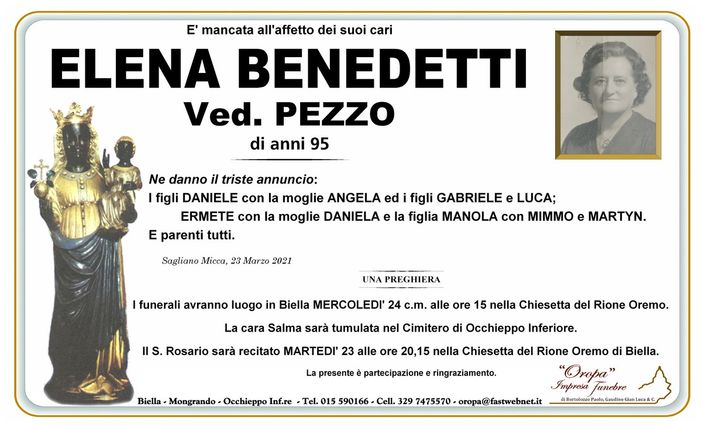 Elena Benedetti, Ved. Pezzo