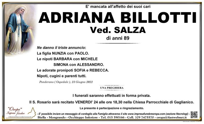 Adriana Billotti, Ved. Salza
