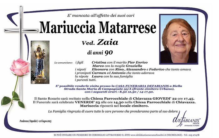 Mariuccia Matarrese, Ved.Zaia