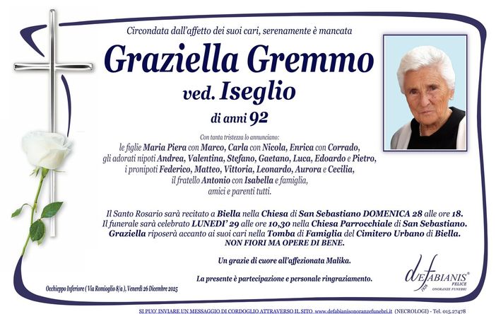 Graziella Gremmo, ved. Iseglio