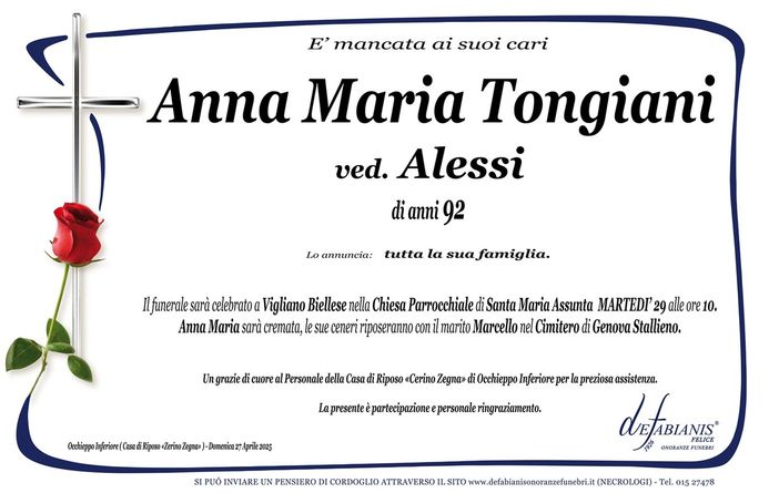 Anna Maria Tongiani, ved. Alessi