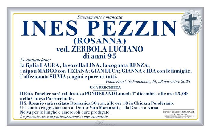 Ines Pezzin (Rosanna), ved. Zerbola Luciano