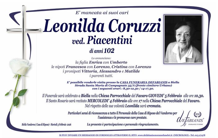Leonilda Coruzzi, ved. Piacentini