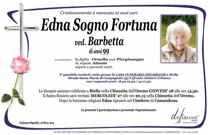 Edna Sogno Fortuna, ved. Barbetta