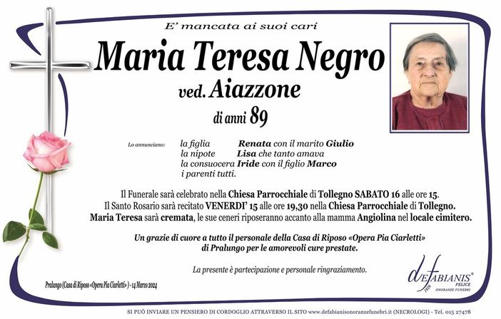Maria Teresa Negro ved. Aiazzone