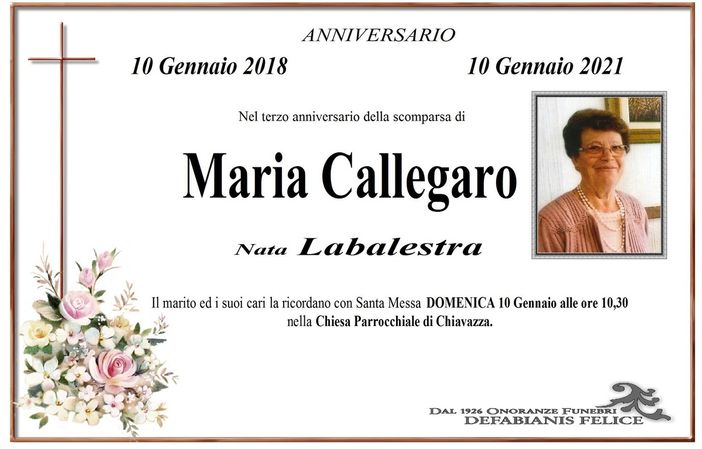 Anniversario Maria Callegaro nata Labalestra