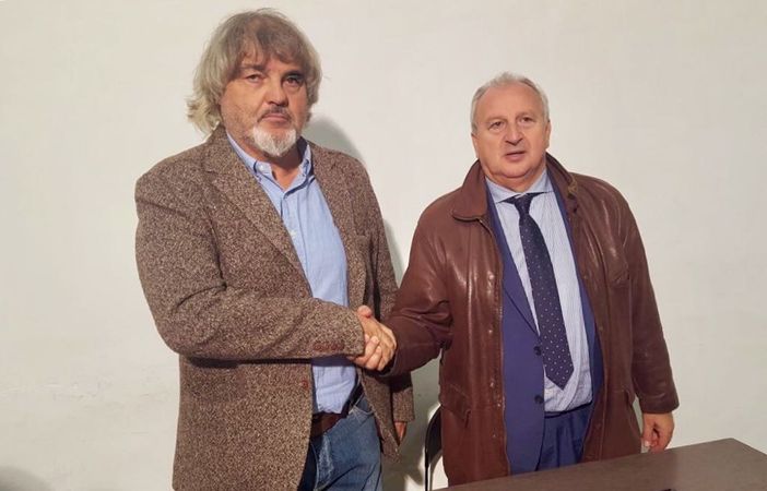 Da sinistra, il nuovo allenatore bianconero Maurizio Braghin e il presidente Vittorio Bellosta