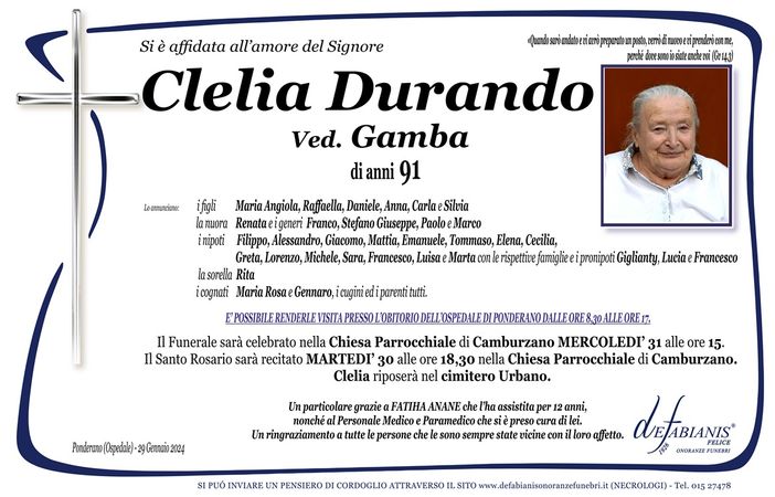 Clelia Durando, ved. Gamba