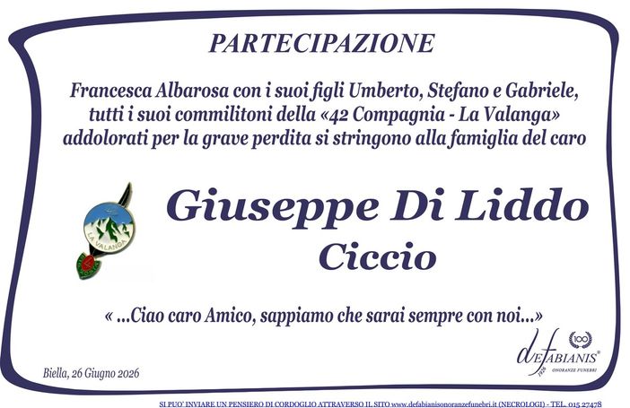 Giuseppe Di Liddo - Partecipazione