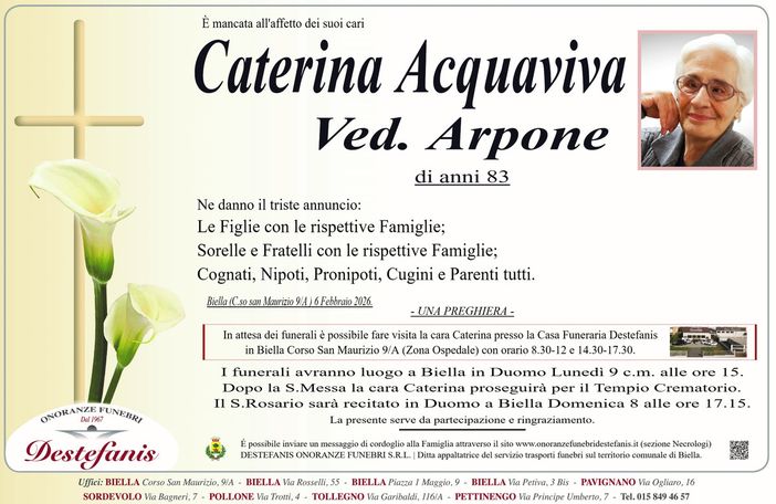 Caterina Acquaviva, ved. Arpone