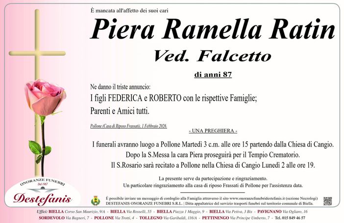 Piera Ramella Ratin, ved. Falcetto
