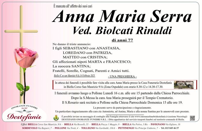 Anna Maria Serra, ved. Biolcati Rinaldi