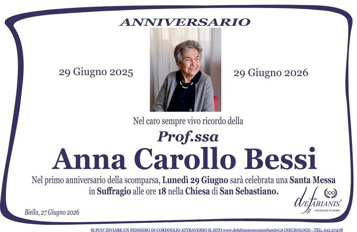 Anna Carollo Bessi - Anniversario