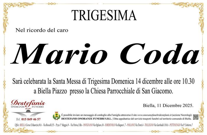 Mario Coda - Trigesima