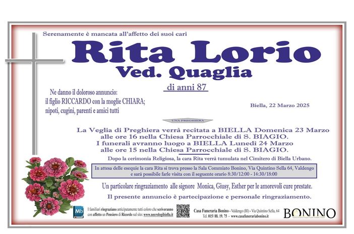 Rita Lorio ved. Quaglia