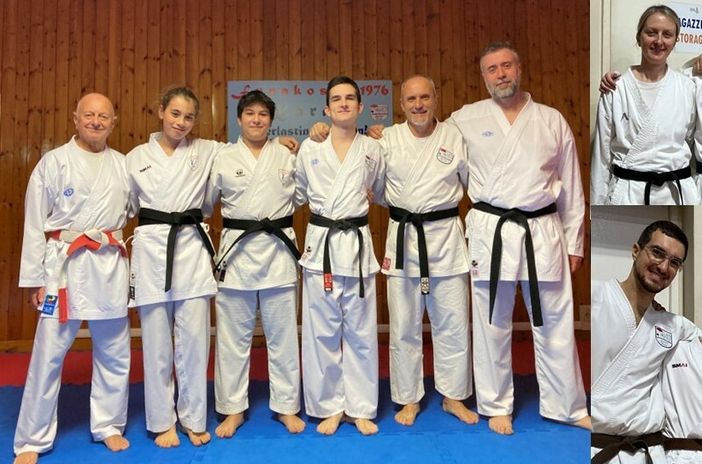 Cinture nere crescono: “Funakoshi 1976” in 7 superano gli esami di 1°-2° e 3° dan Cinture nere crescono: “Funakoshi 1976” in 7 superano gli esami di 1°-2° e 3° dan