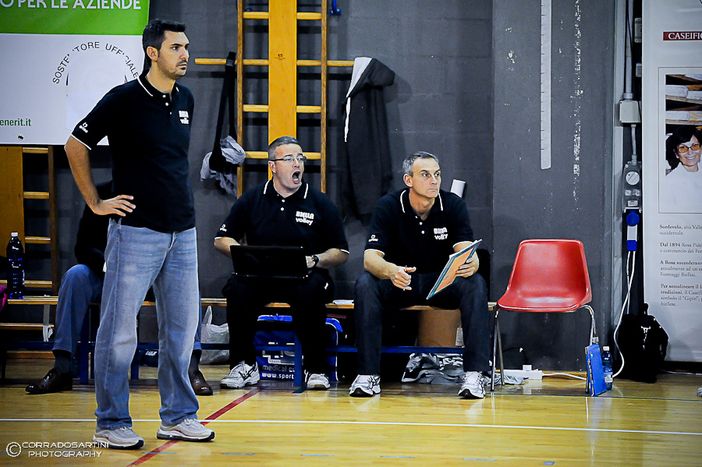 Lo staff tecnico del Biella Volley (Foto Corrado Sartini)