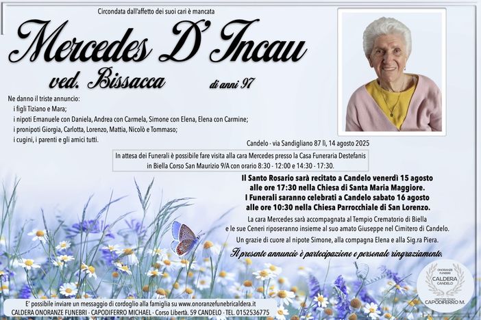 Mercedes D'Incau ved. Bissacca