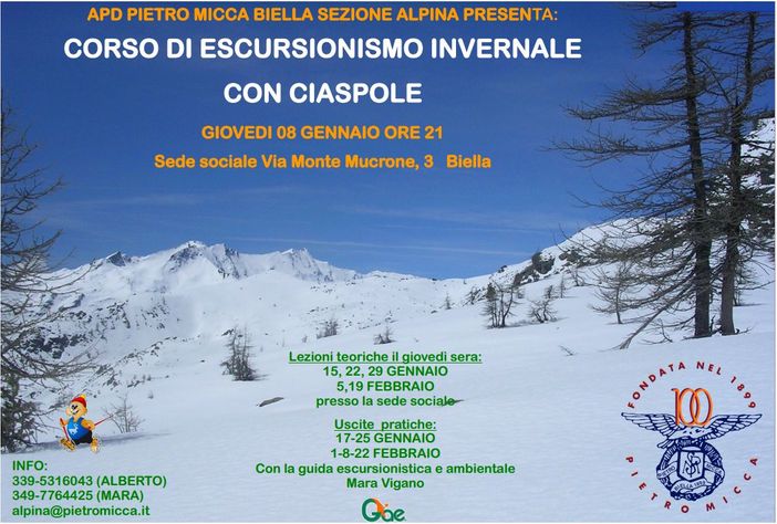 Da gennaio il primo corso di escursionismo invernale con ciaspole