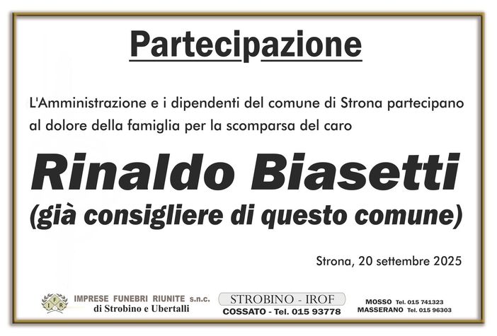 Rinaldo Biasetti - Partecipazione