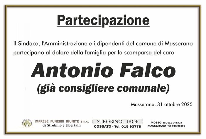 Antonio Falco, partecipazione