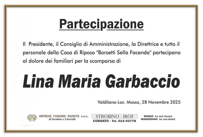 Lina Maria Garbaccio, partecipazione