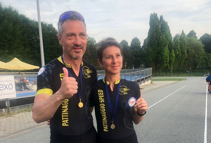 Pattinaggio: Marco Orosio e Alessia Ponchione dello Speed Biella oro ai campionati regionali pista sopraelevata Pattinaggio: Marco Orosio e Alessia Ponchione dello Speed Biella oro ai campionati regionali pista sopraelevata