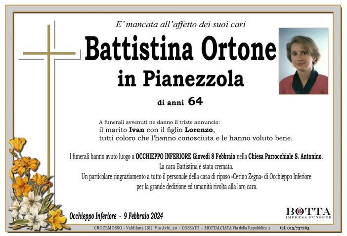 Battistina Ortone in Pianezzola