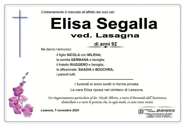 Elisa Segalla, ved. Lasagna