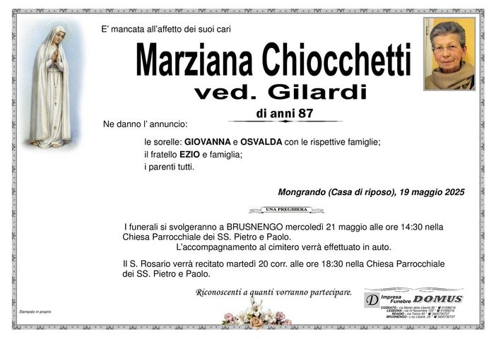 Marziana Chiocchetti ved. Gilardi
