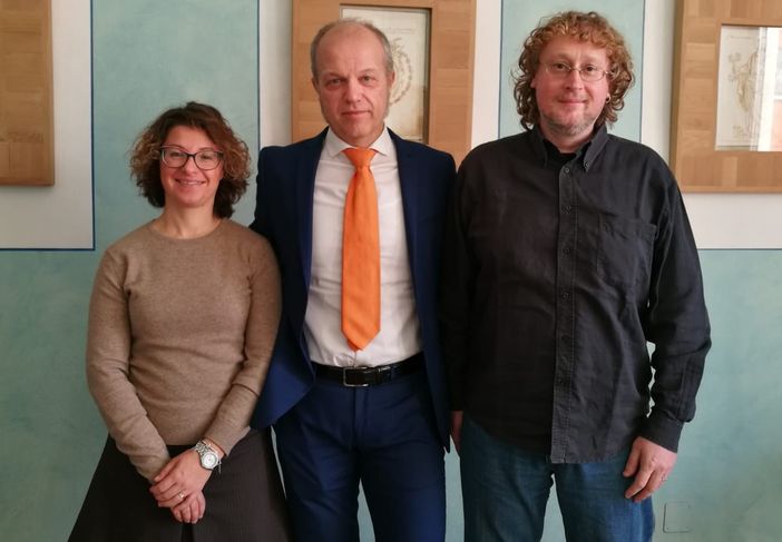 L'assessore Roberta Gusella, il sindaco Paolo Maggia e l'assessore Luca Mazzali