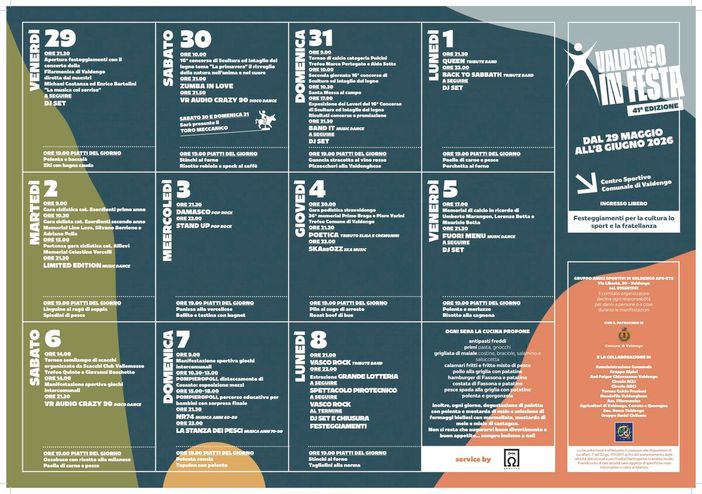 Valdengo in festa 2026, ecco il programma completo della 41° edizione da venerdì 29 maggio a lunedì 8 giugno Valdengo in festa 2026, ecco il programma completo della 41° edizione da venerdì 29 maggio a lunedì 8 giugno